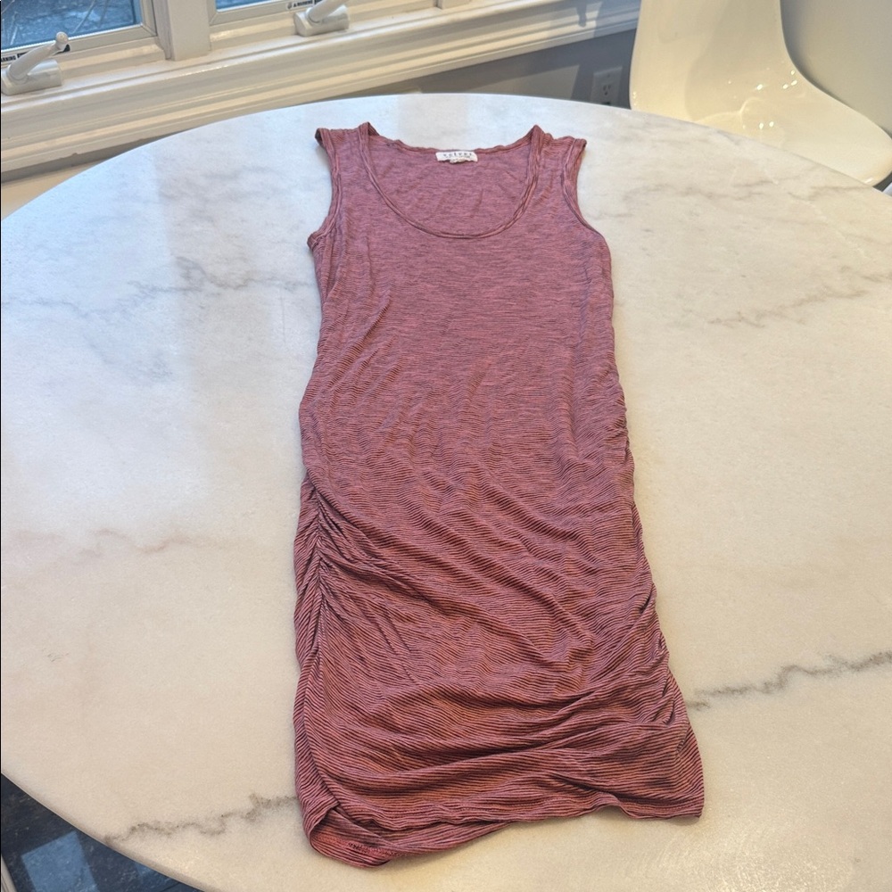 NWOT Velvet by Graham & Spencer Striped side shirred tank Dress